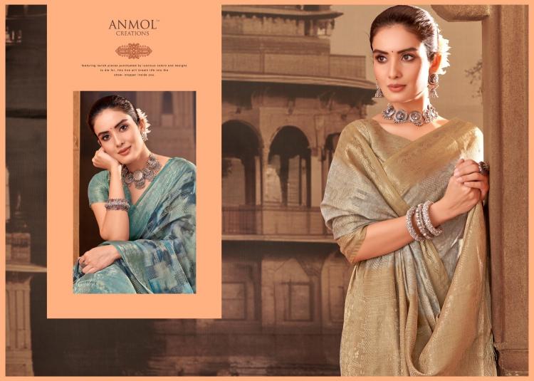 tulip vol 14 by anmol creation 1401-1411 muslin silk exclusive sarees for any occasion