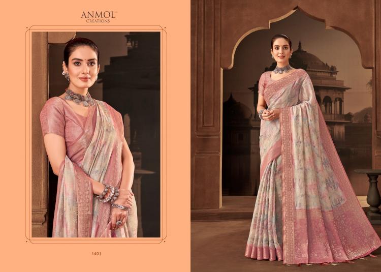 tulip vol 14 by anmol creation 1401-1411 muslin silk exclusive sarees for any occasion