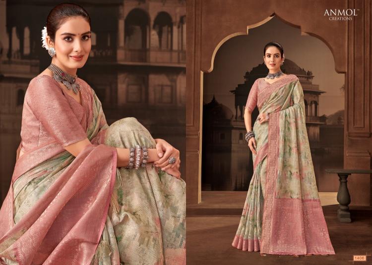 tulip vol 14 by anmol creation 1401-1411 muslin silk exclusive sarees for any occasion