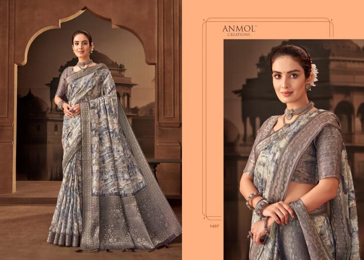 tulip vol 14 by anmol creation 1401-1411 muslin silk exclusive sarees for any occasion