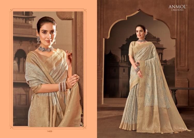 tulip vol 14 by anmol creation 1401-1411 muslin silk exclusive sarees for any occasion