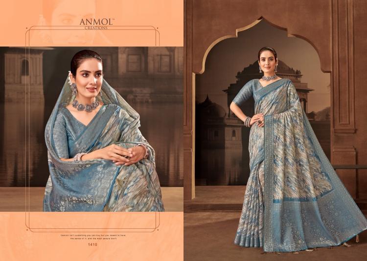 tulip vol 14 by anmol creation 1401-1411 muslin silk exclusive sarees for any occasion