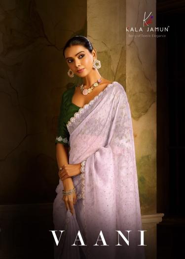 vaani by kala jamun organza with siroski work party wear saree exports