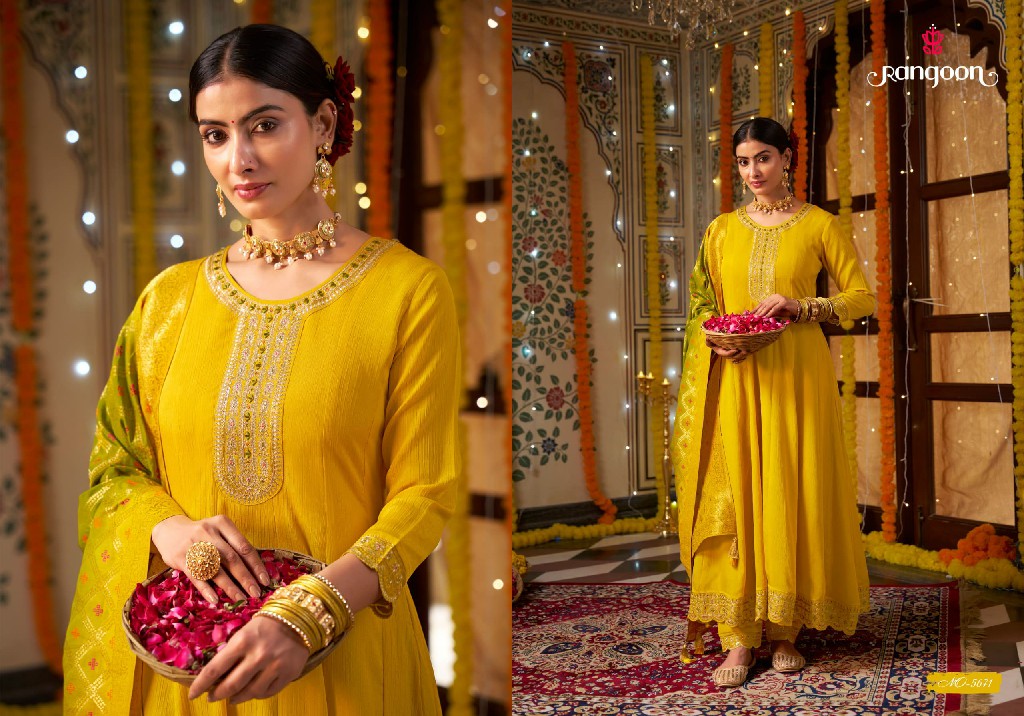 marigold by rangoon fully stitch silk anarkali style designer 3pcs suits for women