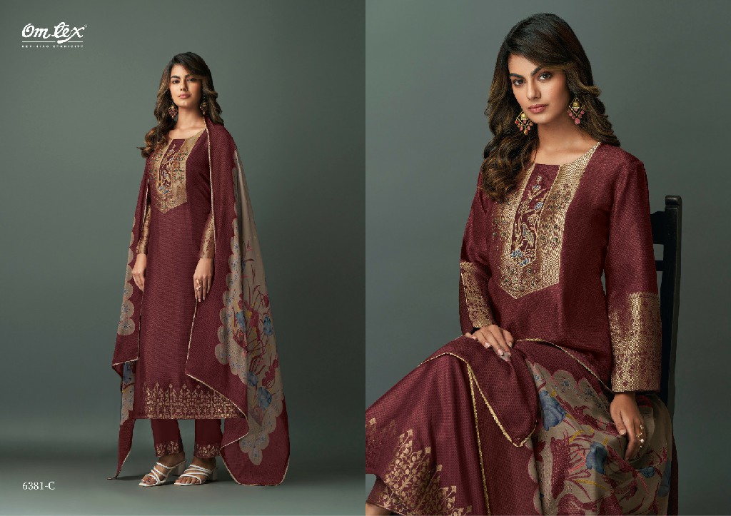 Omtex Asma Wholesale Silk Jacquard With Handwork Salwar Suits