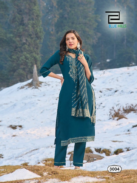 Blue Hills Jhanvi Vol-3 Wholesale Roman Silk With Inner Kurti With Pant And Dupatta