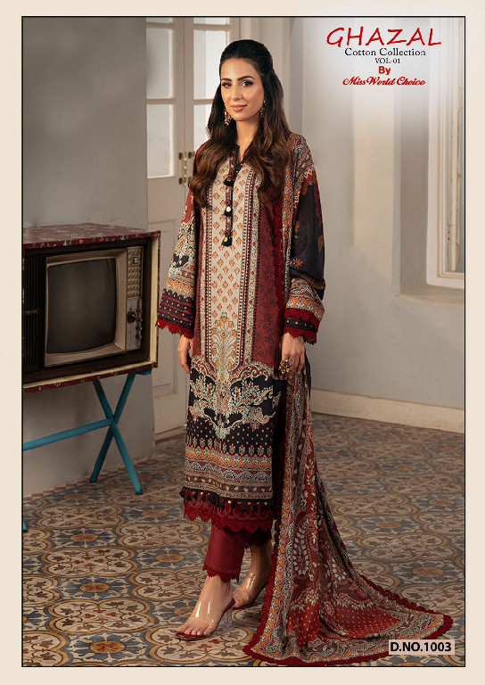 Miss World Ghazal Vol-1 Wholesale Exclusive Karachi Print Dress Material