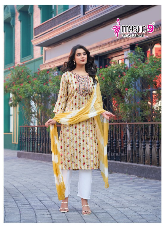 Mystic 9 Rubina Vol-6 Wholesale Straight Cut Kurti With Pant And Dupatta