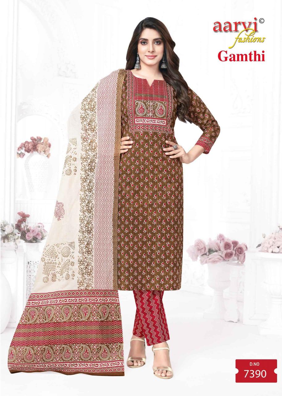 Aarvi Gamthi Vol-7 Wholesale ReadyMade Tops With Pant And Dupatta