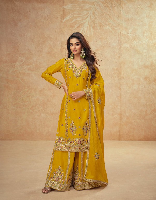 aashirwad creation guzarish readymade party wear chinon silk plazzo style suit for women