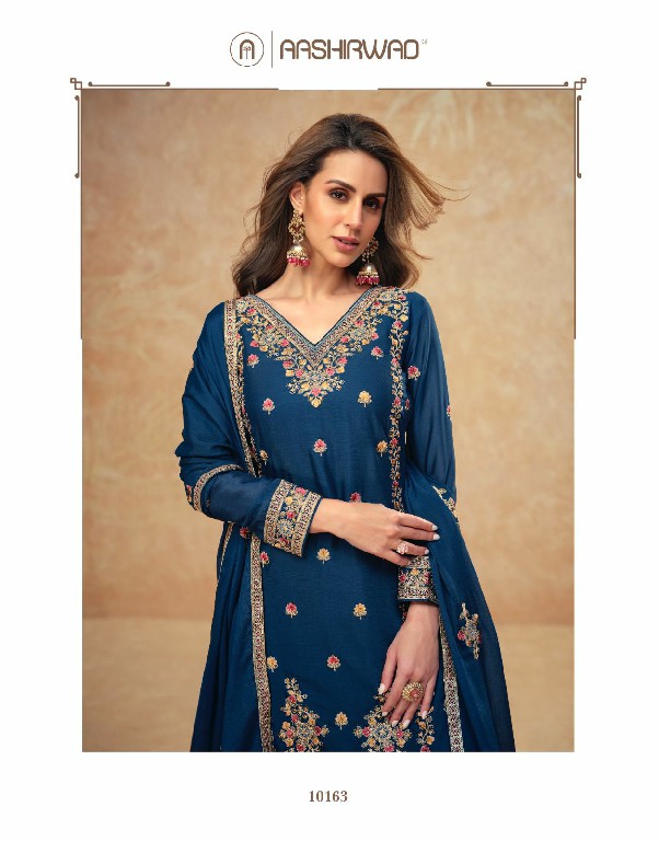 aashirwad creation guzarish readymade party wear chinon silk plazzo style suit for women