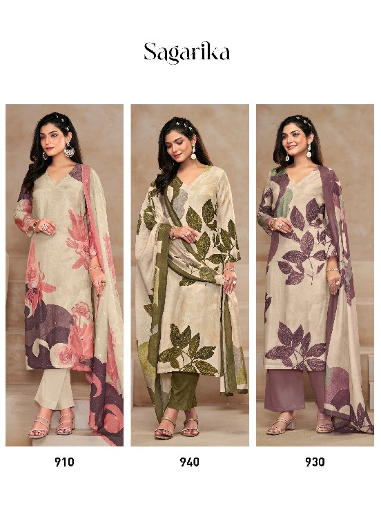 t And m launch sagarika gorgeous look muslin silk unstitch dress for women