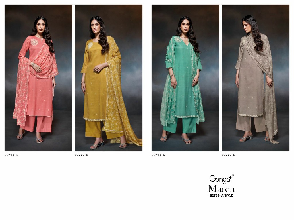 Ganga Maren S2763 Wholesale Cotton With Work Salwar Kameez