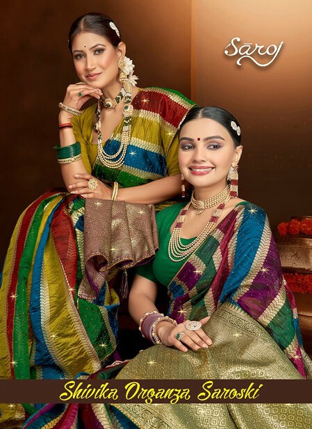 Saroj Shivika Organza Saroski Wholesale Soft Organza Rich Pallu Sarees