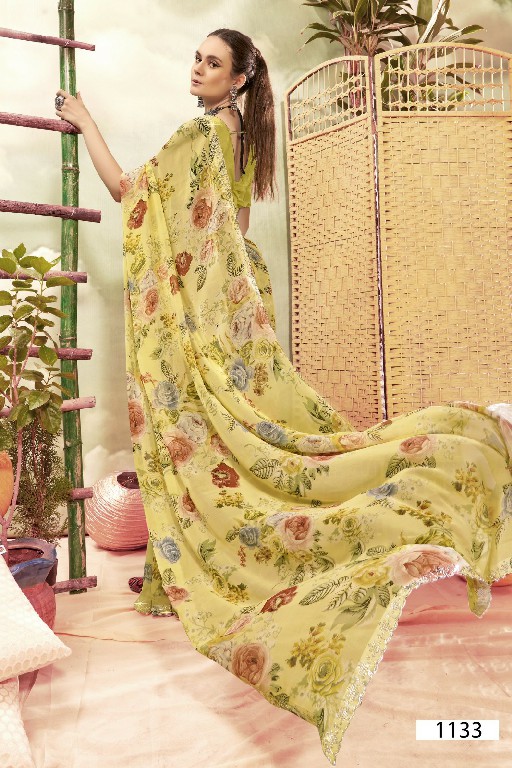 Vallabhi Anandi Wholesale Floral Print Georgette Fabrics Sarees