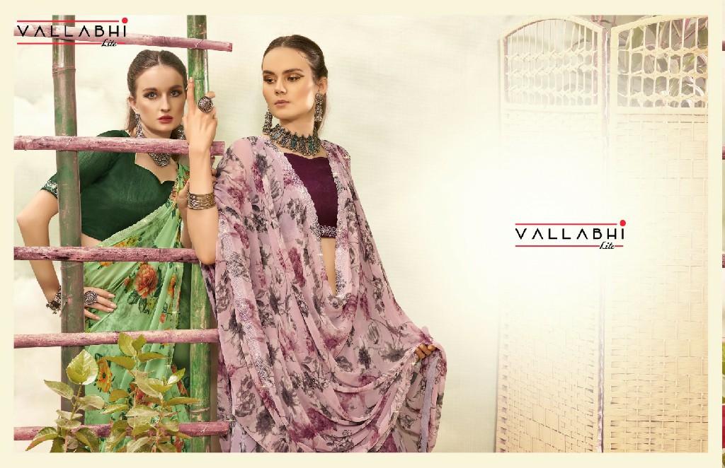 Vallabhi Anandi Wholesale Floral Print Georgette Fabrics Sarees