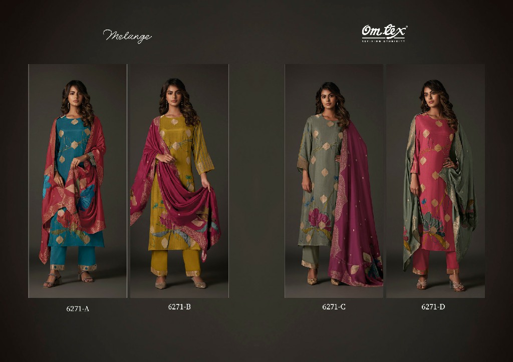 Omtex Melange Wholesale Muslin Jacquard With Handwork Salwar Suits