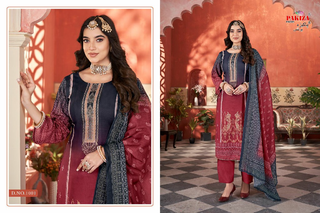 Pakiza Khusrang Vol-1 Wholesale Semi Cotton With Swaroski Work Ready Made Dress