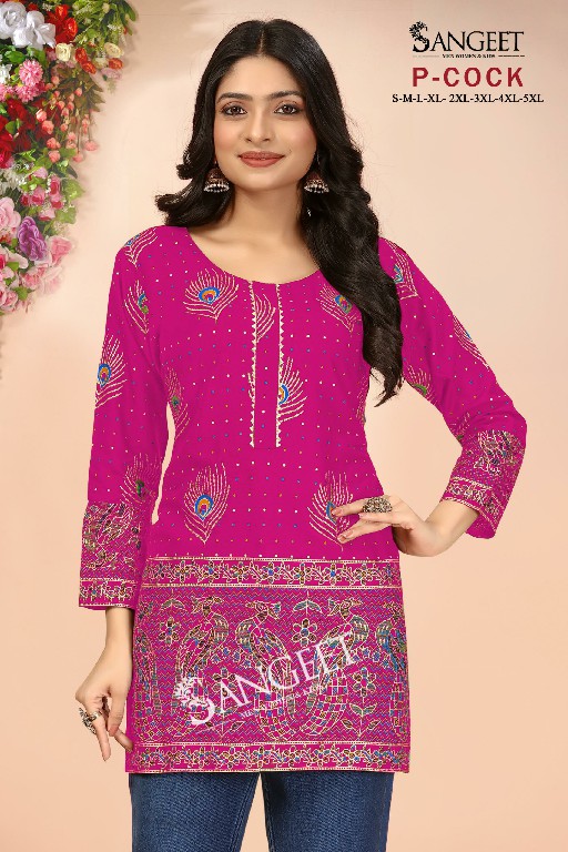 Sangeet p-cock rayon gold readymade daily wear fancy big size short kurtis