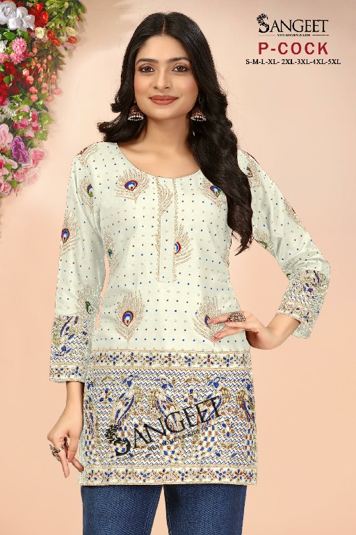 Sangeet p-cock rayon gold readymade daily wear fancy big size short kurtis