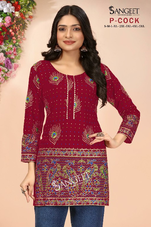 Sangeet p-cock rayon gold readymade daily wear fancy big size short kurtis