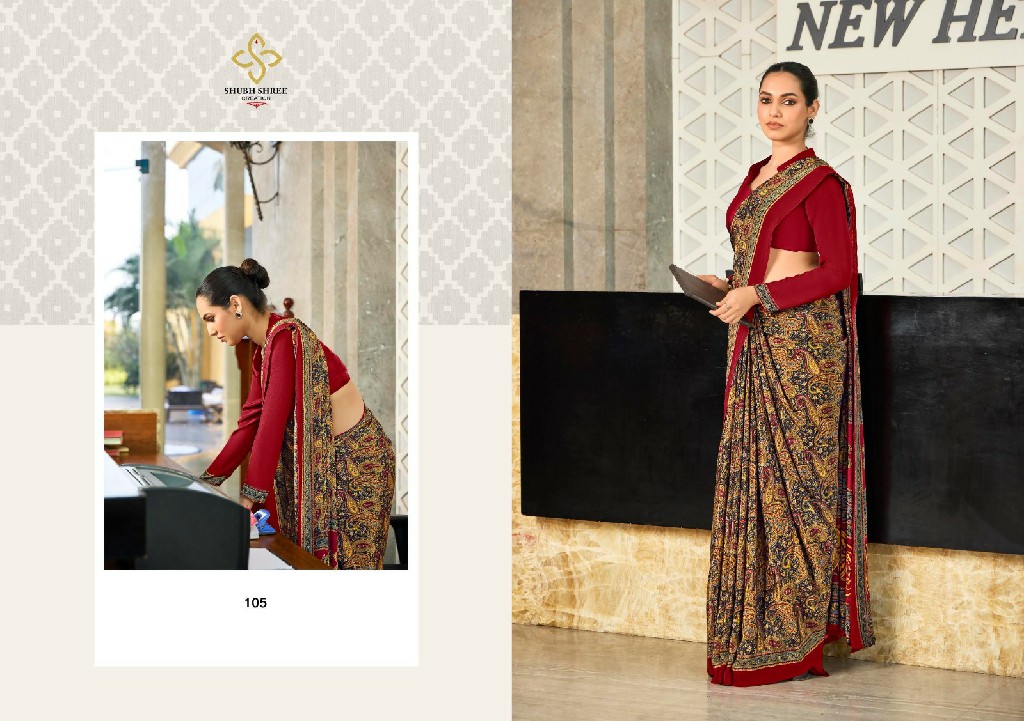 shubh shree creation launch florence 101-109 elegant style crape silk best sarees online