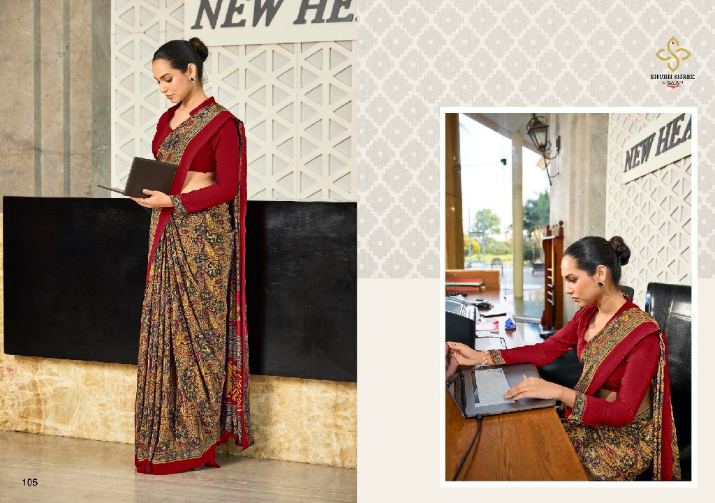 shubh shree creation launch florence 101-109 elegant style crape silk best sarees online