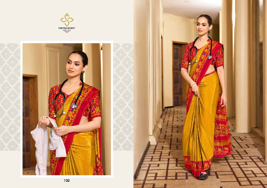 shubh shree creation launch florence 101-109 elegant style crape silk best sarees online