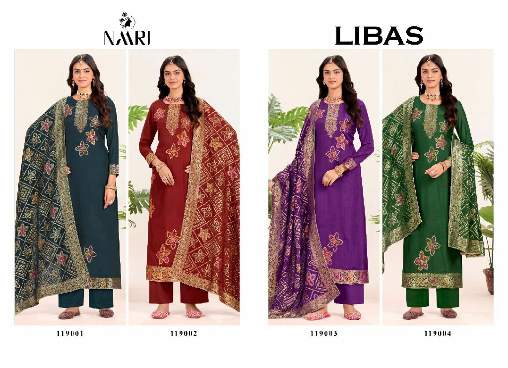 naari presents libas vol 1 muslin mina jacquard traditional wear dress material