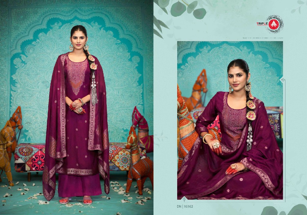 Triple AAA Gazab Wholesale Viscose Muslin Jacquard With Khatli Work Dress Material