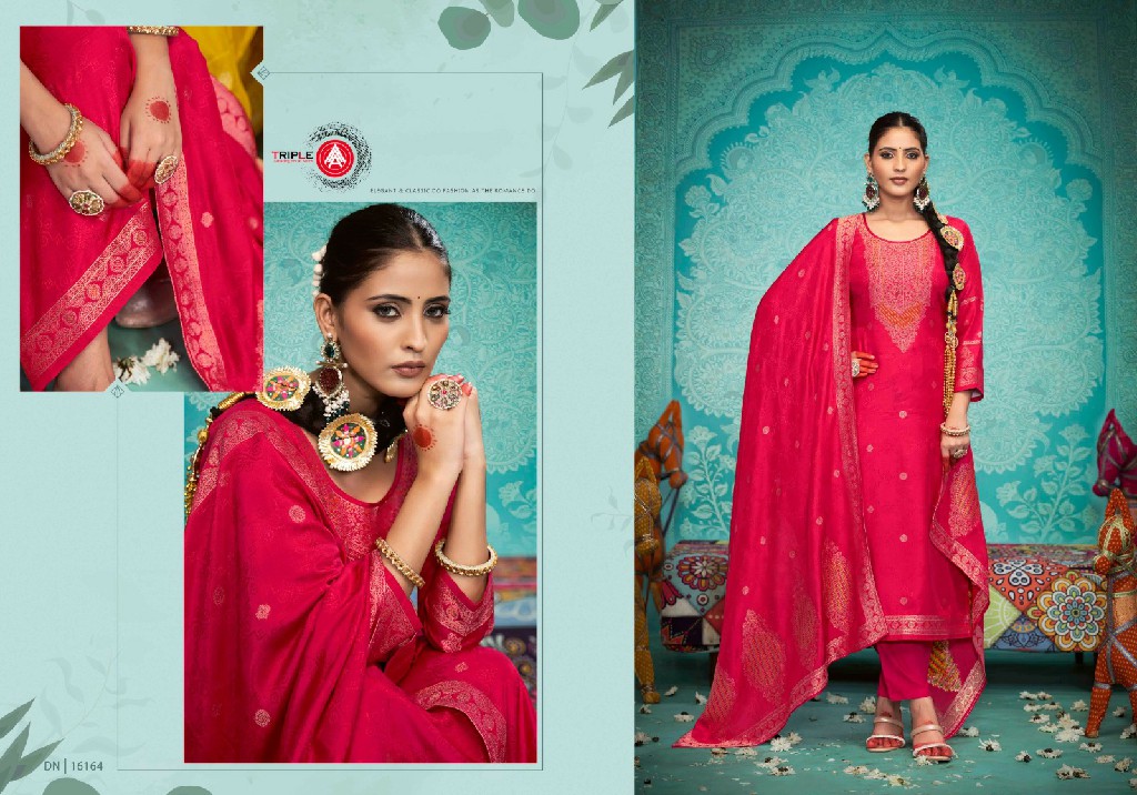 Triple AAA Gazab Wholesale Viscose Muslin Jacquard With Khatli Work Dress Material