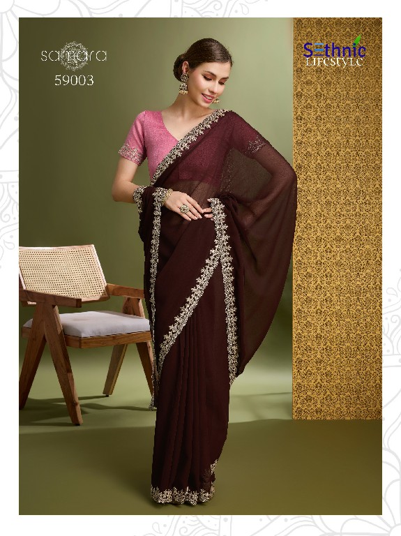 Sethnic Samara Wholesale 60 Gram Georgette Ethnic Sarees