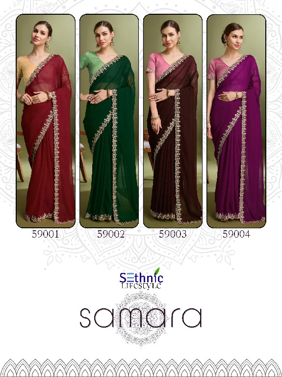 Sethnic Samara Wholesale 60 Gram Georgette Ethnic Sarees