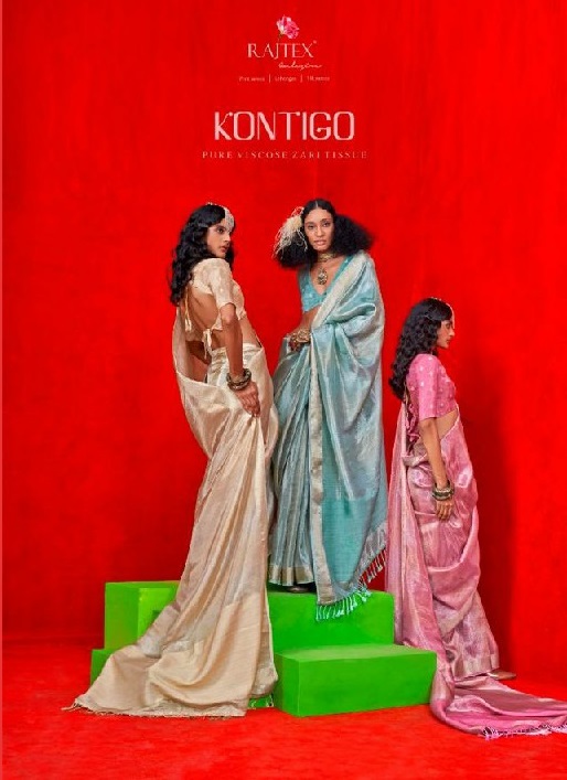 Rajtex Kontigo Wholesale Pure Viscose Zari Tissue Ethnic Sarees