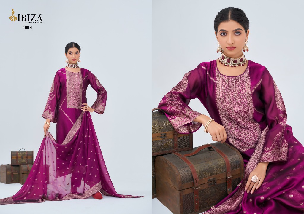 Ibiza Antra Wholesale Pure Banglory Silk Jacquard With Handwork Salwar Suits