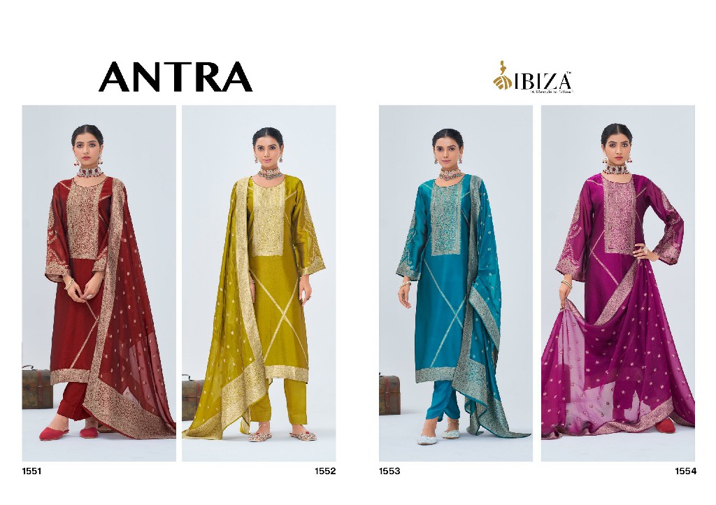 Ibiza Antra Wholesale Pure Banglory Silk Jacquard With Handwork Salwar Suits