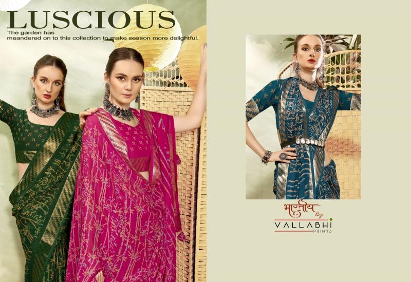 Vallabhi Jiya Vol-15 Wholesale Moss Georgette Ethnic Indian Sarees