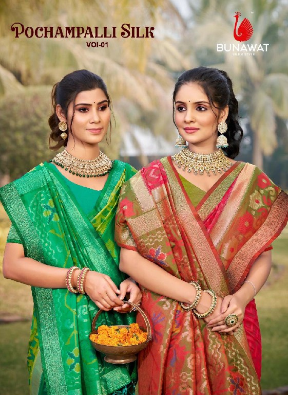 bunawat POCHAMPALLI SILK VOL-01 wedding festival wear silk fabric saree collection