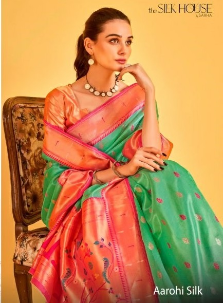 aarohi silk by Aura sarha tissue shop trendy sarees online at affordable prices