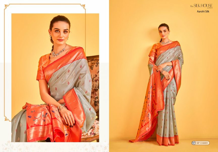 aarohi silk by Aura sarha tissue shop trendy sarees online at affordable prices