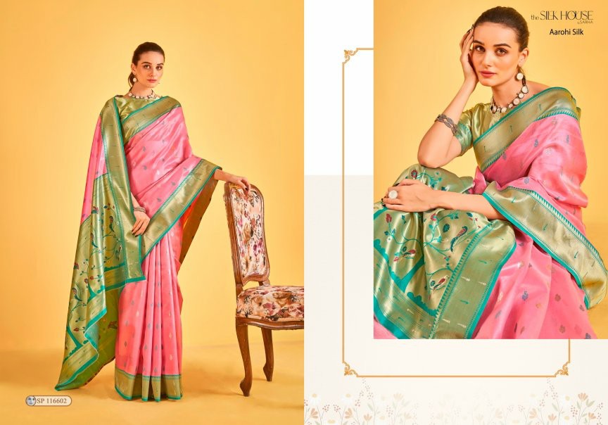 aarohi silk by Aura sarha tissue shop trendy sarees online at affordable prices