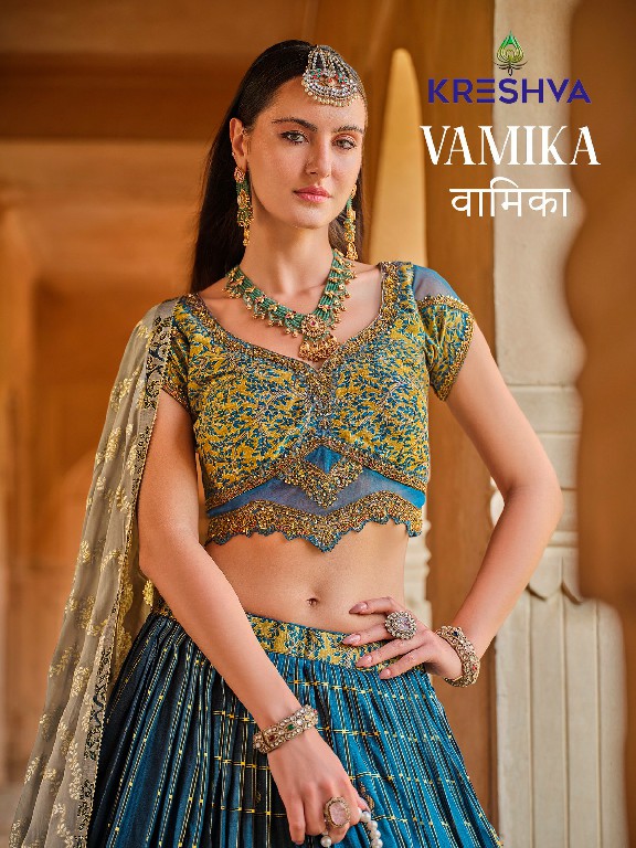 vamika by Kreshva rewaa readymade silk designer engagement lehenga for bride