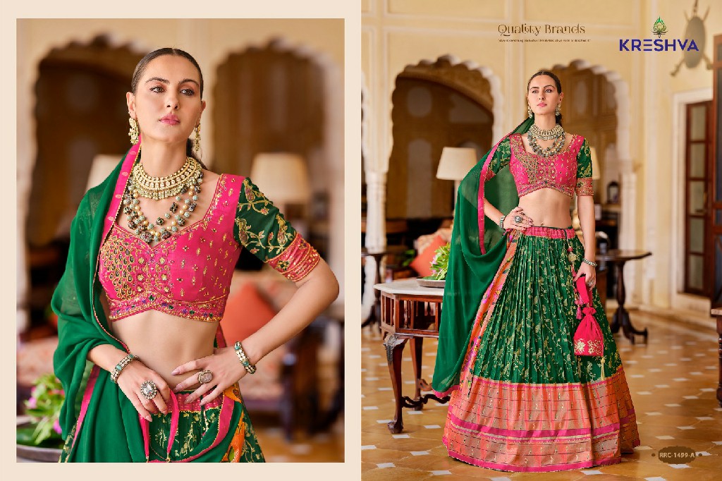 vamika by Kreshva rewaa readymade silk designer engagement lehenga for bride