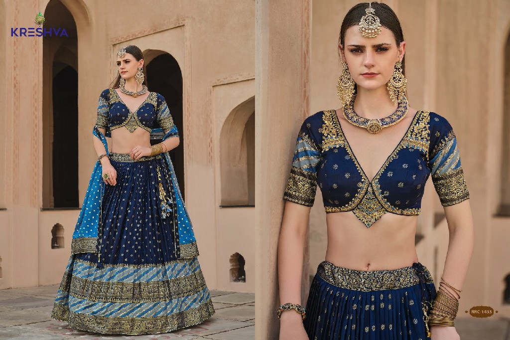 vamika by Kreshva rewaa readymade silk designer engagement lehenga for bride