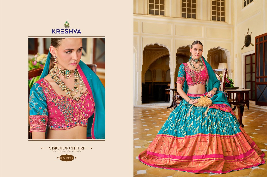 vamika by Kreshva rewaa readymade silk designer engagement lehenga for bride