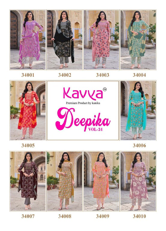 deepika vol 34 by kavya embroidery capsule fullstitch plus size suits