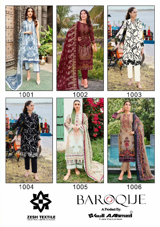 Zesh By Gull Aahmed Baroque Wholesale Pure Lawn Cotton Dress Material