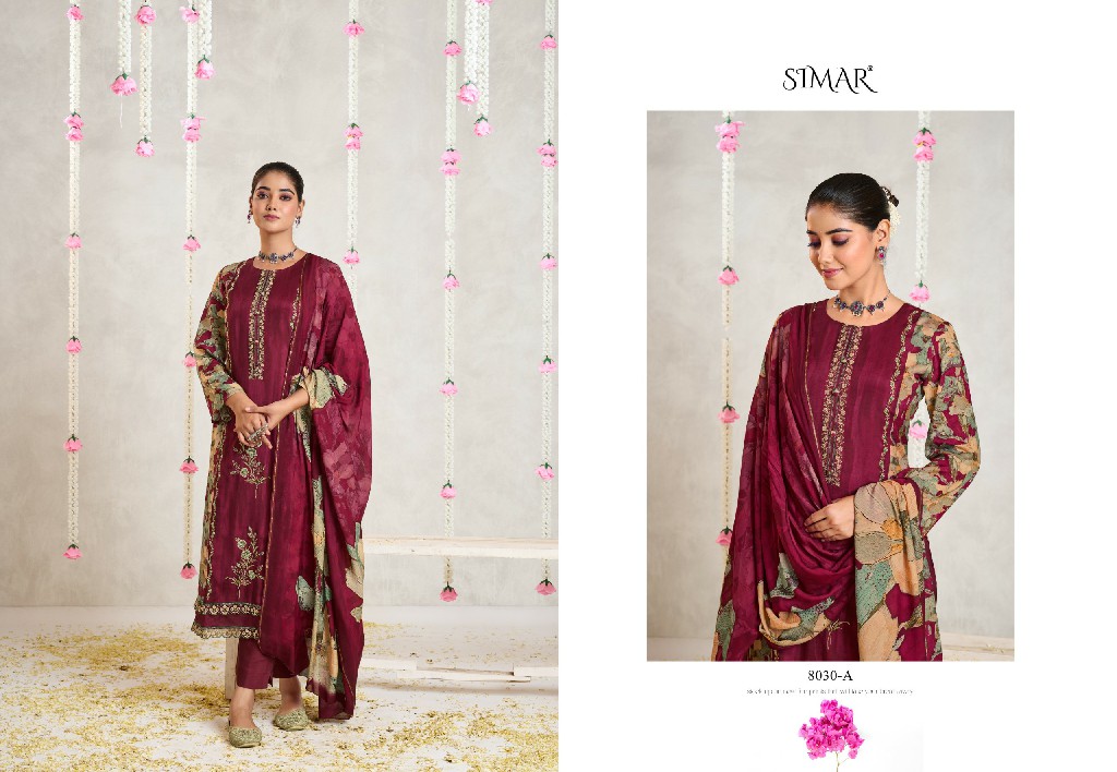 kanika Simar by glossy viscose muslin stylish unstitched dress material online