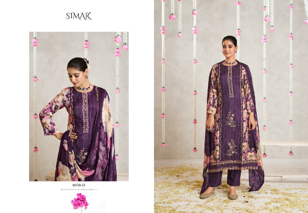 kanika Simar by glossy viscose muslin stylish unstitched dress material online