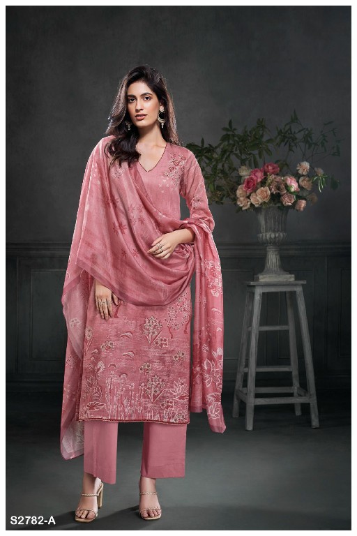 Ganga Yen S2782 Wholesale Cotton Satin With Embroidery Salwar Suits